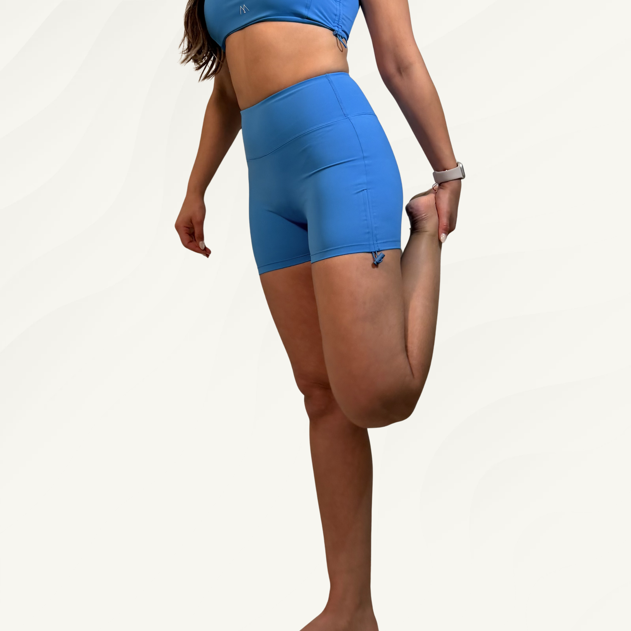 Conjunto Short Peto Espalda Cruzada Mujer Azul