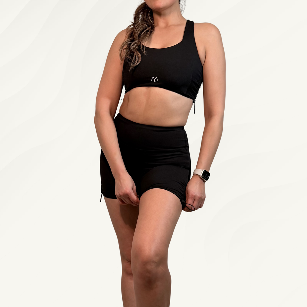Conjunto Short Peto Espalda cruzada negra