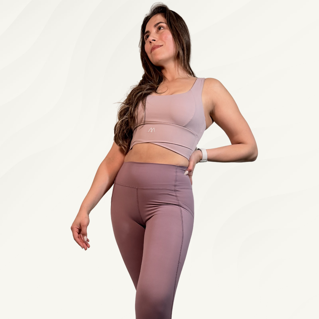 Conjunto Calza legging top lila Pilates