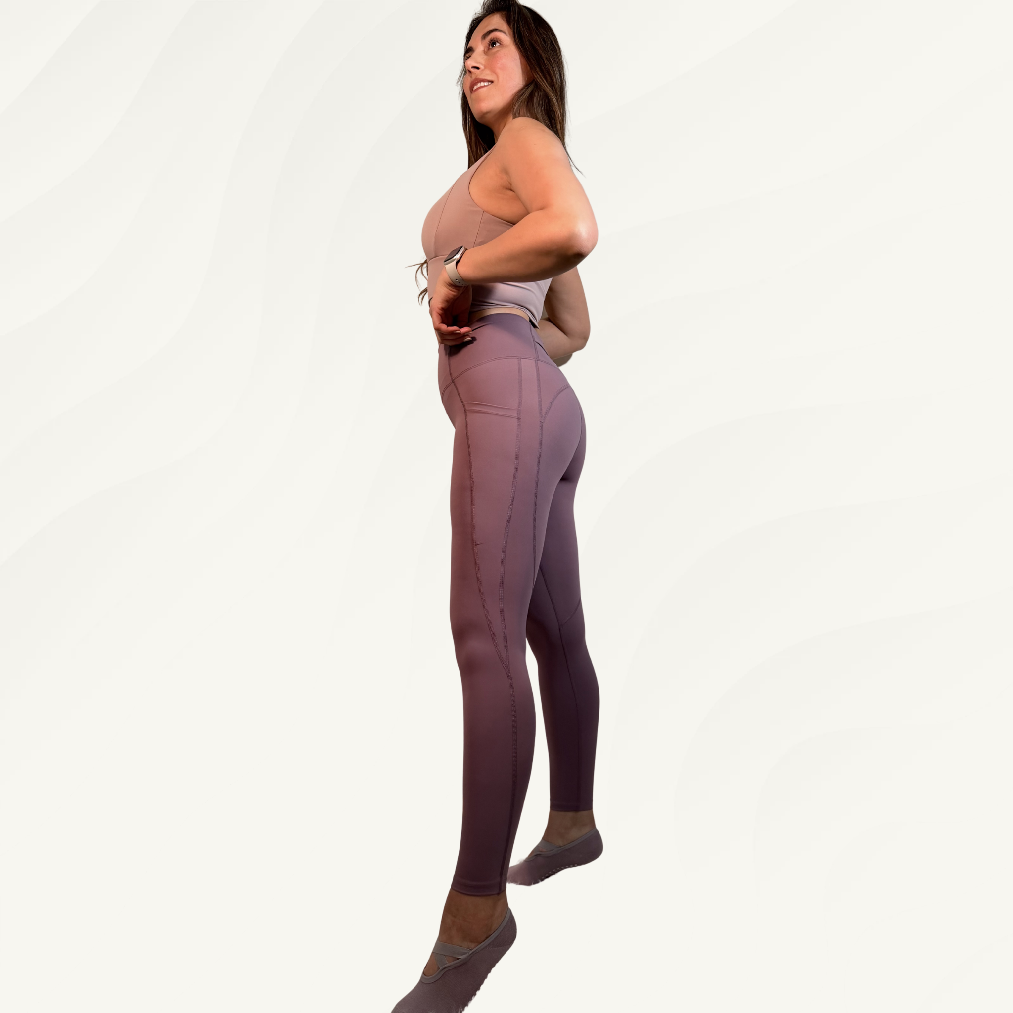 Conjunto Calza legging top lila Pilates