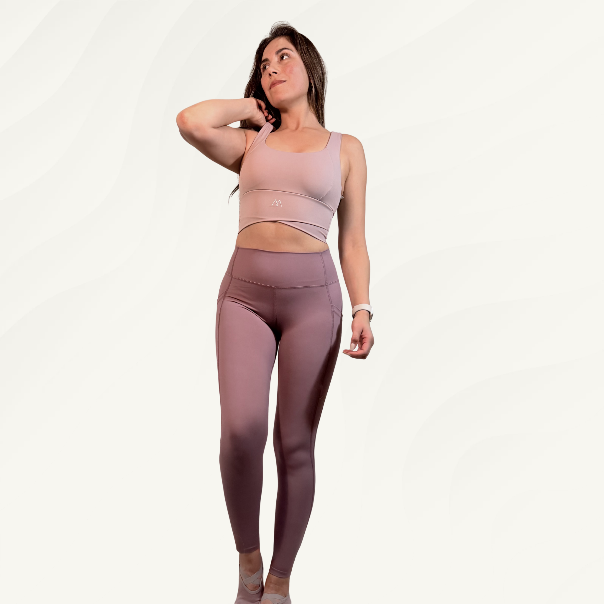 Conjunto Calza legging top lila Pilates